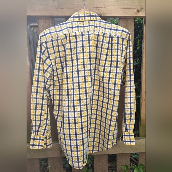 Men's Lorenzo Uomo dress Shirt. Italian made, 15.5 collar, yellow/black check - Picture 3 of 8